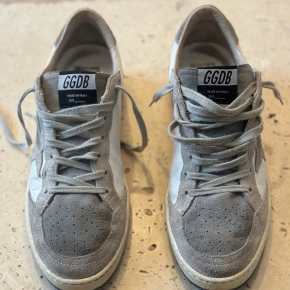 Golden Goose Ball Star Cream and Gray Suede Sneakers - Picture 7 of 8